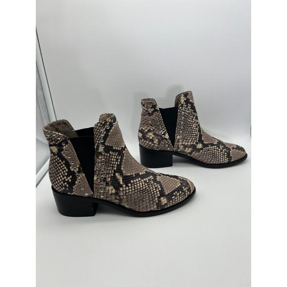 Steve Madden Cade Gray Snake Skin Stretch Leather Booties Casual Boots Size 6M - Picture 3 of 9